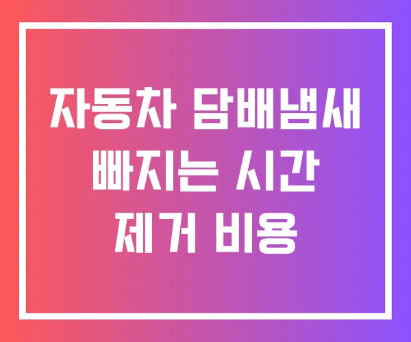 자동차 담배냄새 빠지는 시간 제거 비용