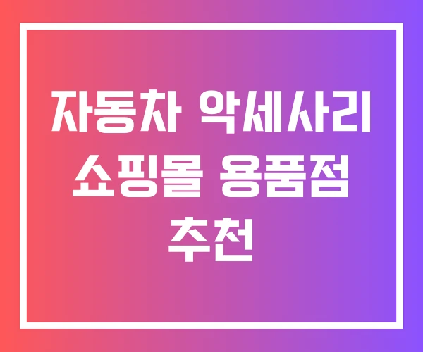 자동차 악세사리 쇼핑몰 용품점 추천