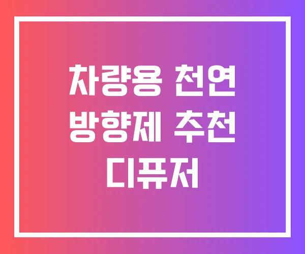 차량용 천연 방향제 추천 디퓨저