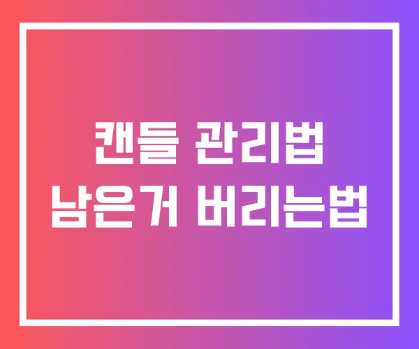 캔들 관리법 남은거 버리는법 캔들 관리법 남은거 버리는법
