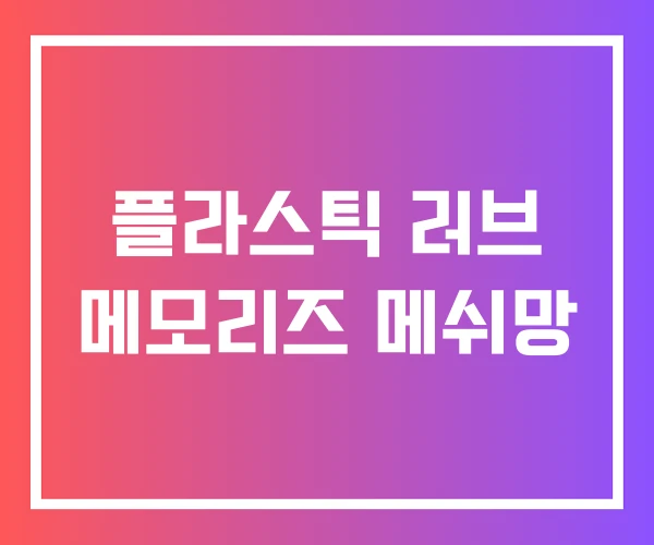 플라스틱 러브 메모리즈 메쉬망 플라스틱 러브 메모리즈 메쉬망
