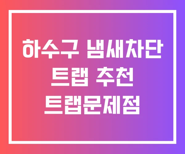 하수구 냄새차단 트랩 추천 트랩문제점