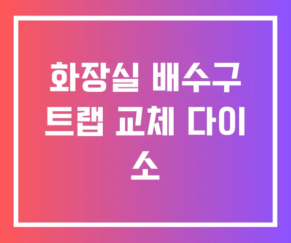 화장실 배수구 트랩 교체 다이 소