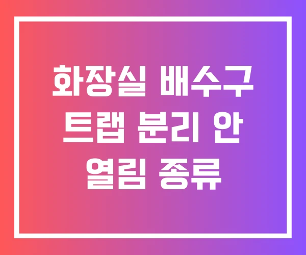 화장실 배수구 트랩 분리 안 열림 종류