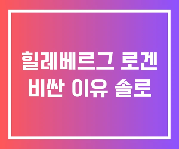 힐레베르그 로겐 비싼 이유 솔로